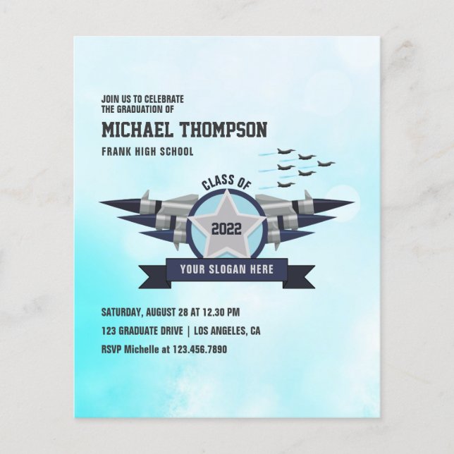 Luftvapen-tema Invitation till Examenfest Foto Flygblad (Framsidan)
