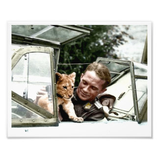 Luftwaffe Ace Franz von Werra och Simba Fototryck