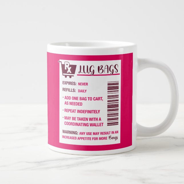 Lug Bags Prescription Vin & Shock rosa Coffee Mugg Jumbo Mugg (Höger)