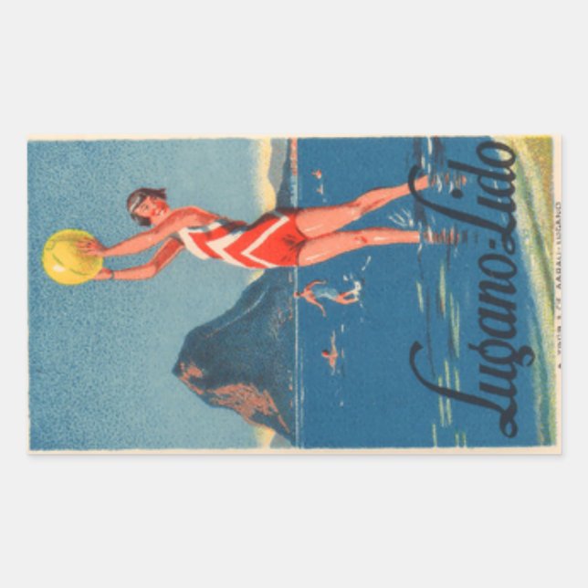 Lugano Lido Rectangular Sticker Rektangulärt Klistermärke (Framsida)