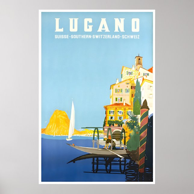Lugano Schweiz Konsttryck Schweiz Resa Poster (Framsidan)