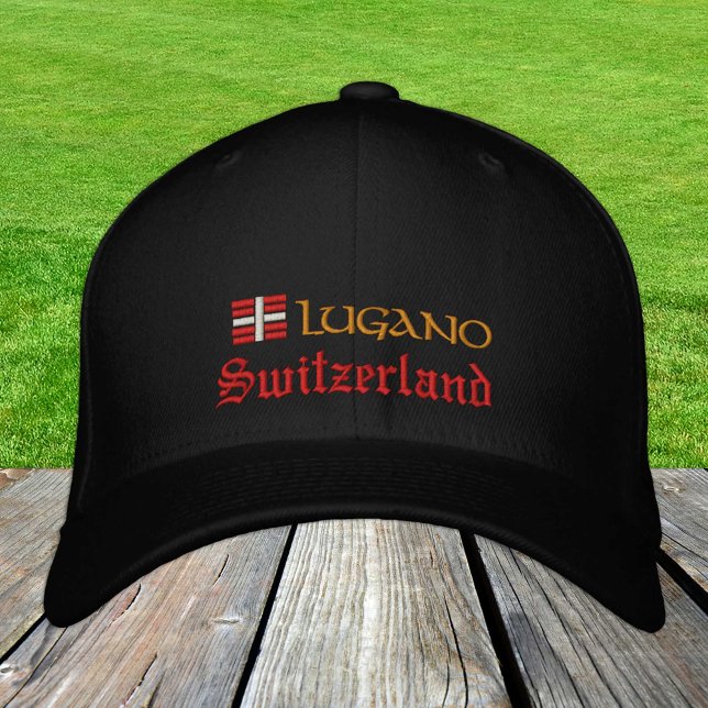 Lugano & Schweiz mode/schweiziska Flagga Broderad Keps (Skapare uppladdad)