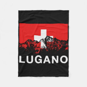 Lugano Schweiz Swiss Flagga Ski Fleecefilt