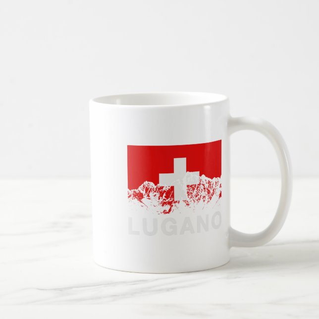 Lugano Schweiz Swiss Flagga Ski Kaffemugg (Höger)
