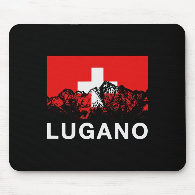 Lugano Schweiz Swiss Flagga Ski Musmatta (Framsidan)