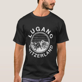 Lugano Schweiz Vintage Retro Ski T Shirt