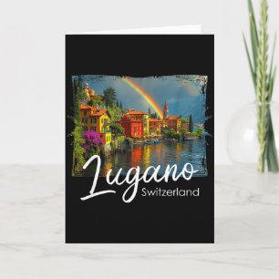 Lugano Vintage Schweiz Tee Alperna Vandring Lake D Kort