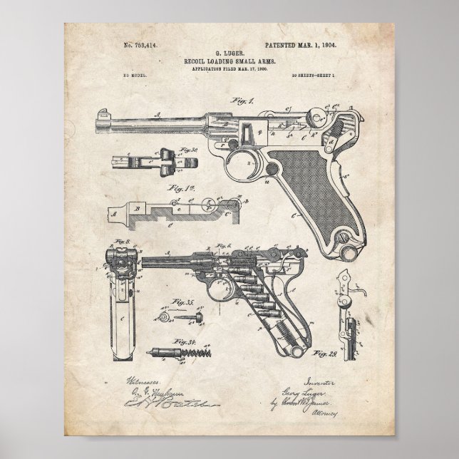 Luger Pistol Art Print Poster (Framsidan)