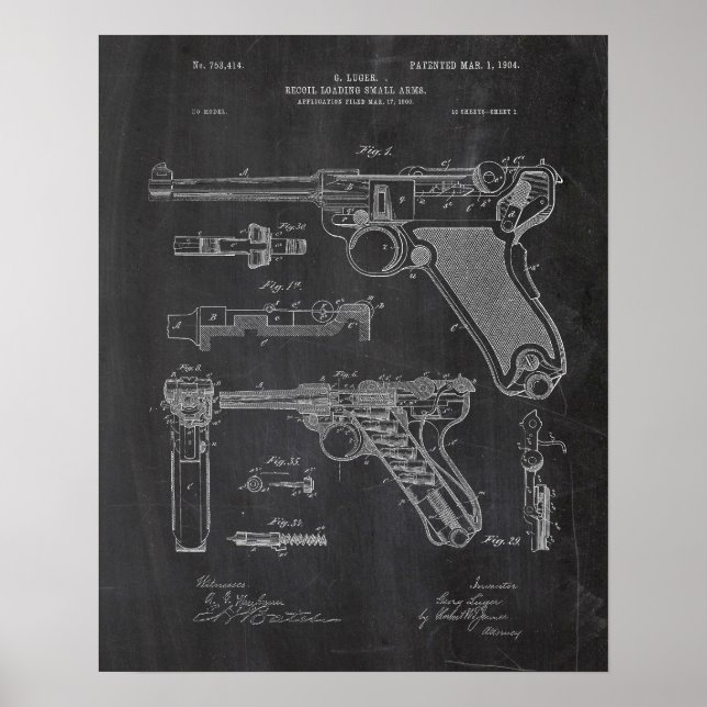Luger Pistol Parabellum Patent Poster (Framsidan)