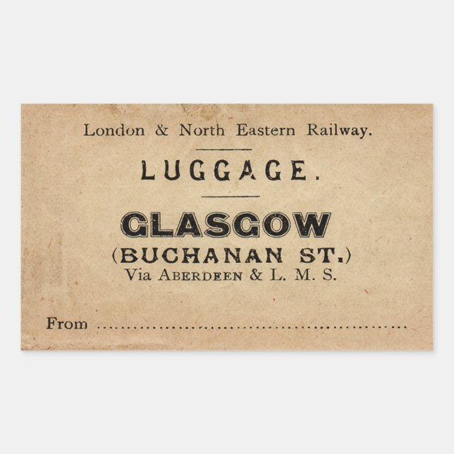 Luggage Glasgow Rektangulärt Klistermärke (Framsida)