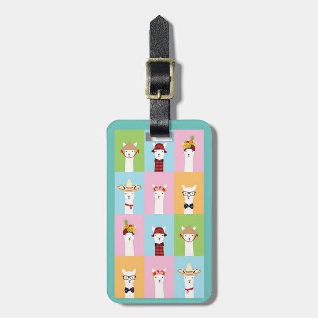 Luggage Tag - Funny Llama Bagagebricka (Vertikal Framsida)