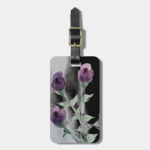 Luggage Tag i akvarellfärg med lila ros