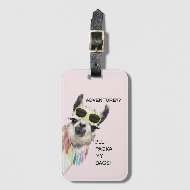 Luggage tag lustig alpaca bagagebricka (Framsida vertikal)