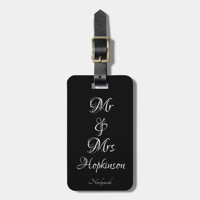 Luggage Tag - Newlyweds & Mrs. Bagagebricka (Vertikal Framsida)