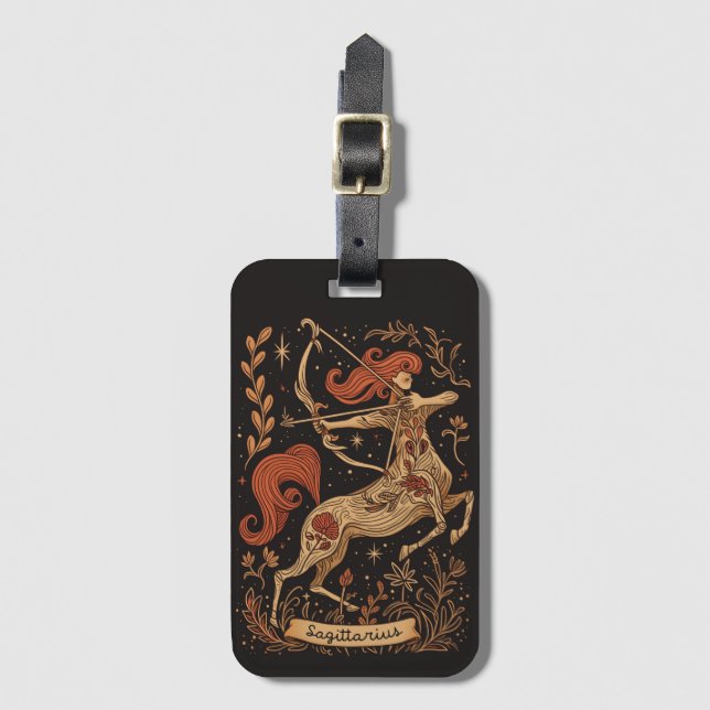 Luggage Tag Sagittarius Celestial Zodiac Art Bagagebricka (Framsida vertikal)