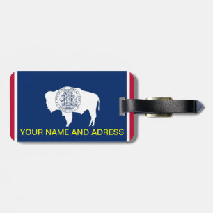 Luggage Tag with Flagga of Wyoming, USA Bagagebricka