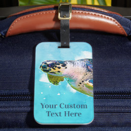 Luggage-tagg för Sea Turtle Watercolor Beach Vacat Bagagebricka