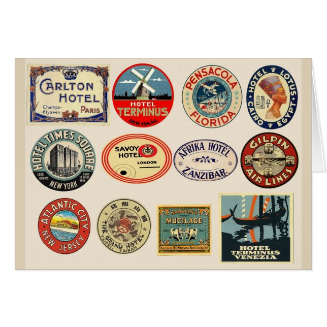 Luggage Travel Stickers Hälsningskort (Framsidan Horizontal)