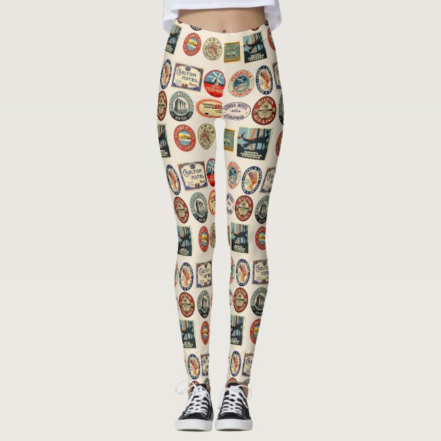 Luggage Travel Stickers Leggings (Framsida)