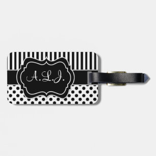 Luggtagg för Blacl- och White Stripe-polkar Bagagebricka