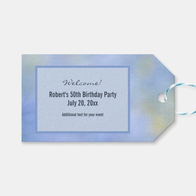 Lugn Abstrakt Blå Gul Mönster Välkommen Presentetikett (Framsidan (Horisontell))