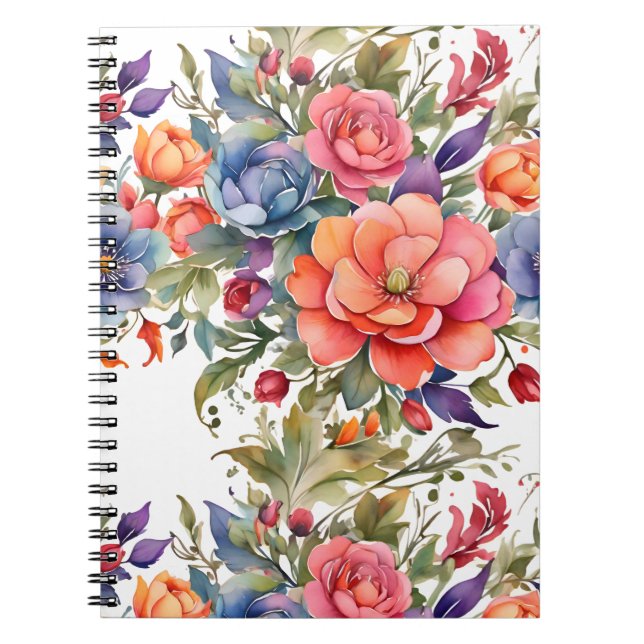 Lugn akvarell blomster Mönsterdesign Anteckningsbok (Framsidan)