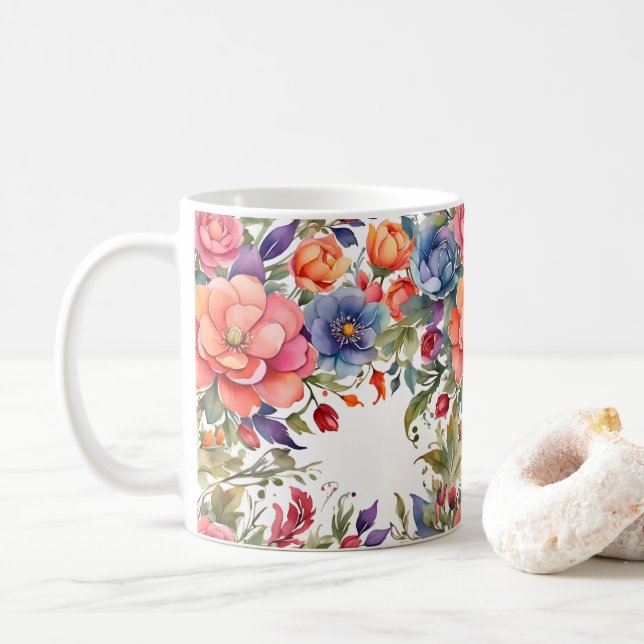 Lugn akvarellblomma PD Kaffemugg (Med munk)