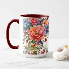 Lugn akvarellblomma PD Tvåton Mugg