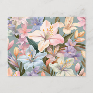 Lugn Alstroemeria-blommor i pastellfärger Vykort