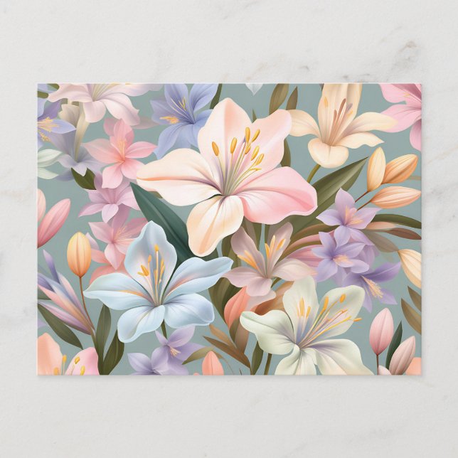 Lugn Alstroemeria-blommor i pastellfärger Vykort (Framsida)