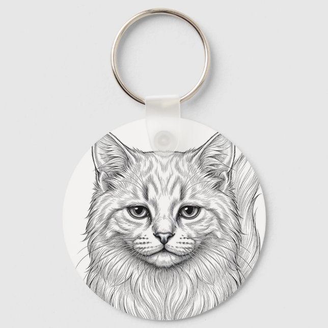 Lugn Angora Kattunge Nyckelring (Framsida)