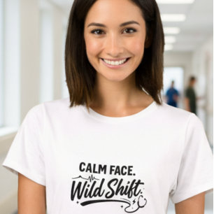 Lugn Ansikte Vild Skiftet Frontlinje Kvinna Sjuksk T Shirt