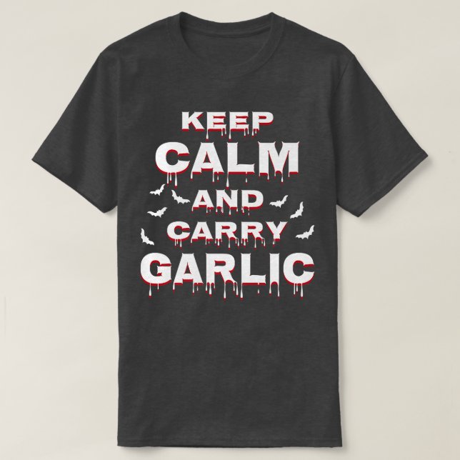 Lugn av behålla och bär vitlökskampans stumma för  t shirt (Design framsida)