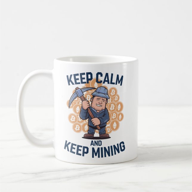 Lugn av behålla och Behålla Gining - Krypto Miner  Kaffemugg (Vänster)