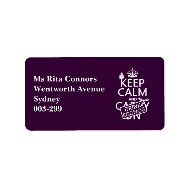 Lugn av behålla och dryck egga (anpassa färg) adressetikett (Framsidan)