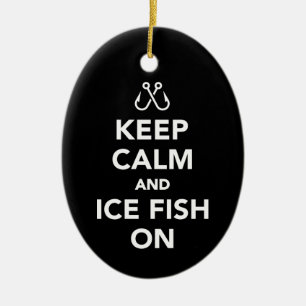 Lugn av behålla och isfisk vid fiske julgransprydnad keramik