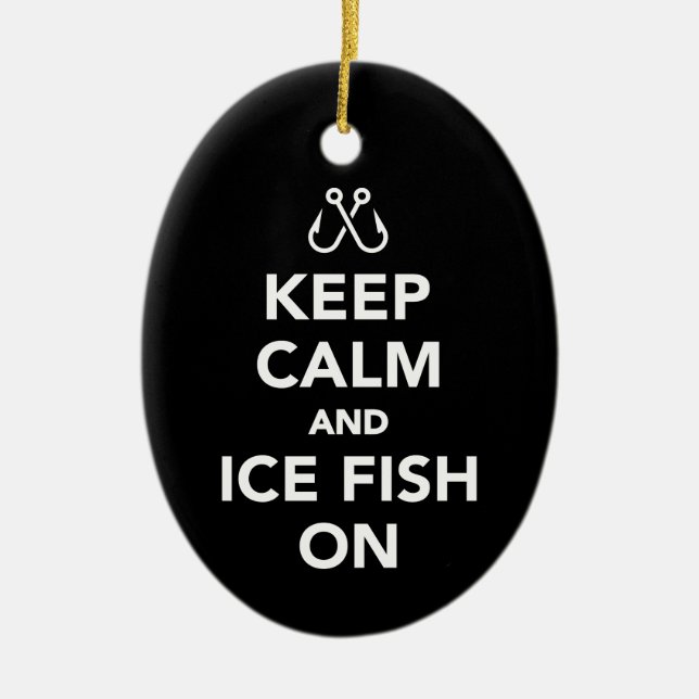 Lugn av behålla och isfisk vid fiske julgransprydnad keramik (Framsidan)