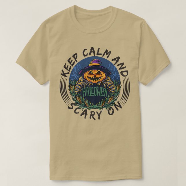 Lugn av behålla och scenario på funny JackOLantern T Shirt (Design framsida)