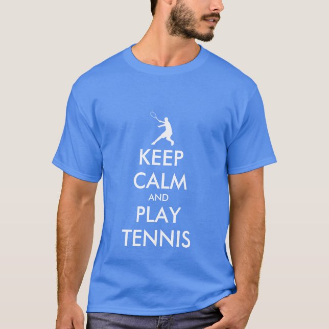 Lugn av blå Behålla och lek på tennis T-shirt (Framsida)