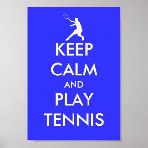 Lugn av blå behålla och spela tennis poster