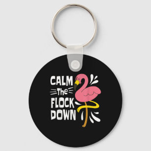 Lugn av Flock Down Funny Rosa Flamingo Nyckelring