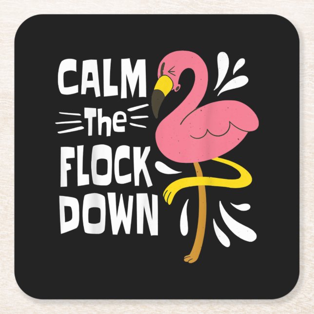 Lugn av Flock Down Funny Rosa Flamingo Underlägg Papper Kvadrat (Framsidan)