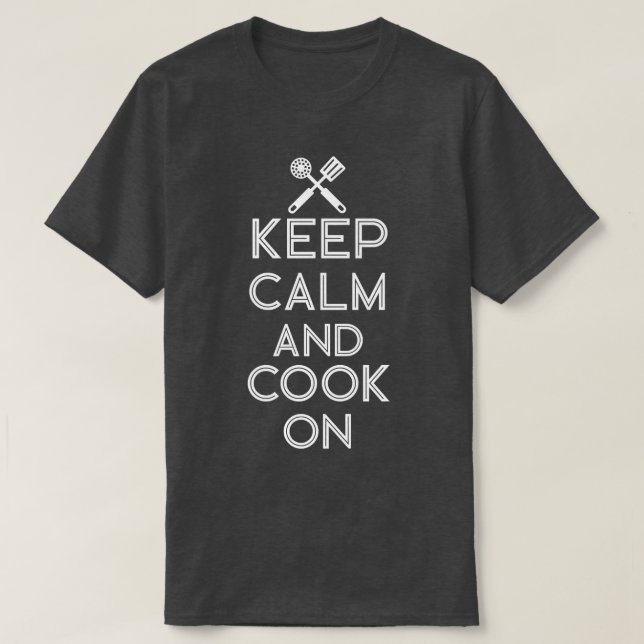 Lugn av kookstork Chef-Behålla och koka på T Shirt (Design framsida)