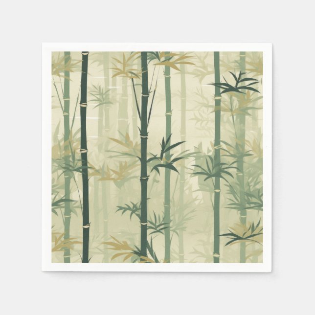 Lugn Bambu Blommar Asiatisk  (3) Pappersservett (Framsidan)
