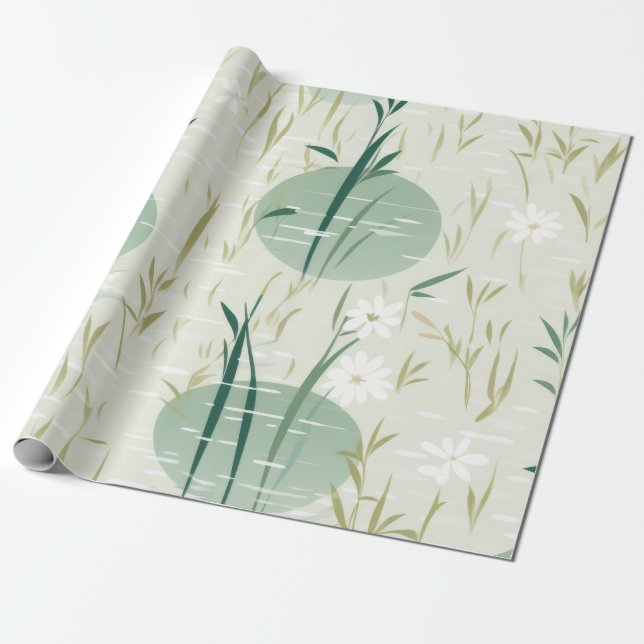 Lugn Bambu Blomning Asiatisk  (10) Presentpapper (Utrullad)