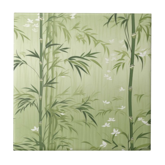 Lugn Bambu Blomning Asiatisk  (1) Kakelplatta (Framsidan)