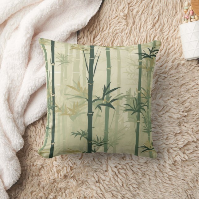 Lugn Bambu Blomning Asiatisk  (3) Kudde (Filt)