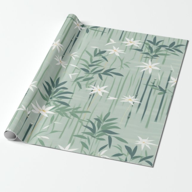 Lugn Bambu Blomning Asiatisk  (4) Presentpapper (Utrullad)