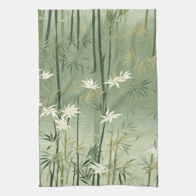 Lugn Bambu Blomning Asiatisk  (6) Kökshandduk (Vertikal)