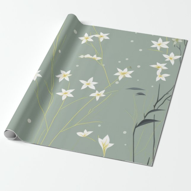 Lugn Bambu Blomning Asiatisk  (8) Presentpapper (Utrullad)